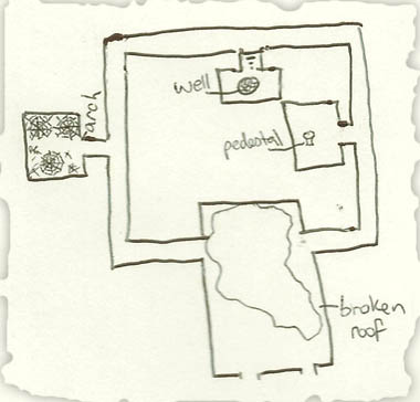 Detail of the ruined temple map